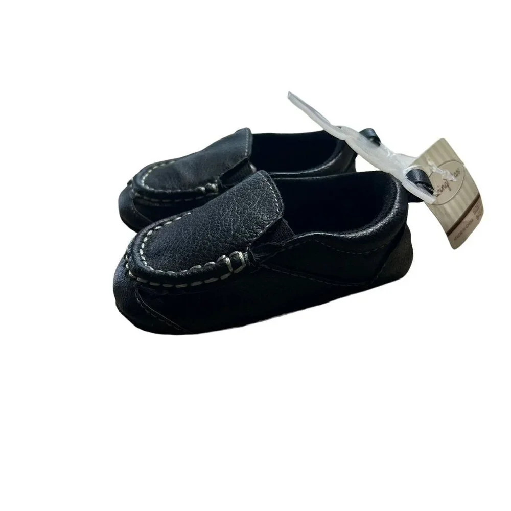 Rising Star Sz 3 Black Faux Leather Soft Sole Shoes